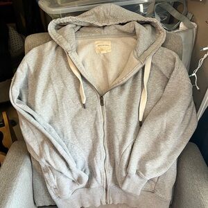 American Eagle Oversized Gray Zip-Up Hoodie